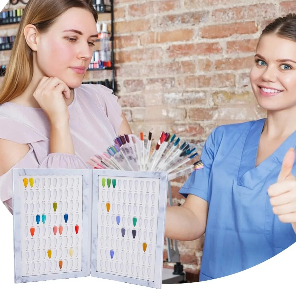Nail Color Display Book with 240PCS Nail Tips Gel Polish Polish Sample Book with Replacement Tips Salon Tools