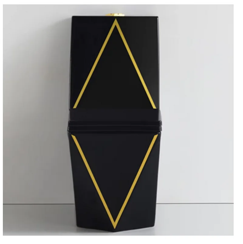 Used for luxury bathroom ceramic bathroom diamond flush toilet, ceramic flush integrated black gold toilet YX630TB 3