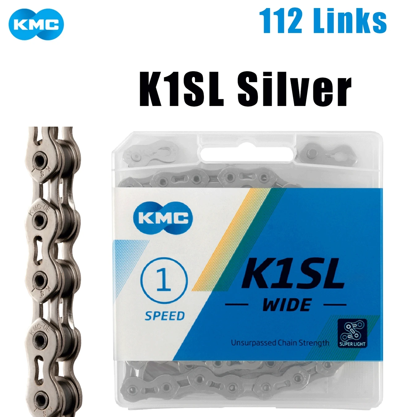 KMC K1 K1SL BMX 체인 1/2x1/8 112링크 싱글 스피드 자전거 체인 실버 블랙 골드 (BMX 픽스드 기어 트라이얼 사이클링 부품용)