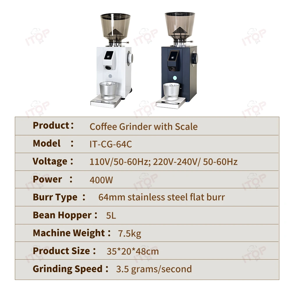 ITOP CG-64C Coffee Grinder with Bluetooth Scale 64mm Stainless Steel Burr Weighing Quantitative Grinder Espresso Grinder Miller 2