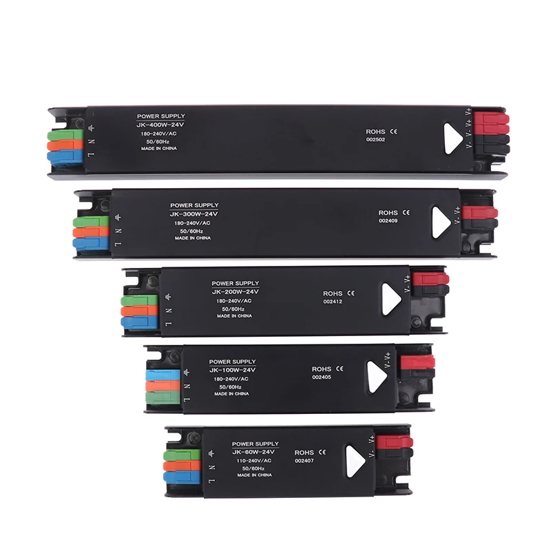 Thin Lighting Transformers 110V 240V To 24V Switching Power Supply Adapter 60/100/200/300/400W For LED Strip Lighting Driver