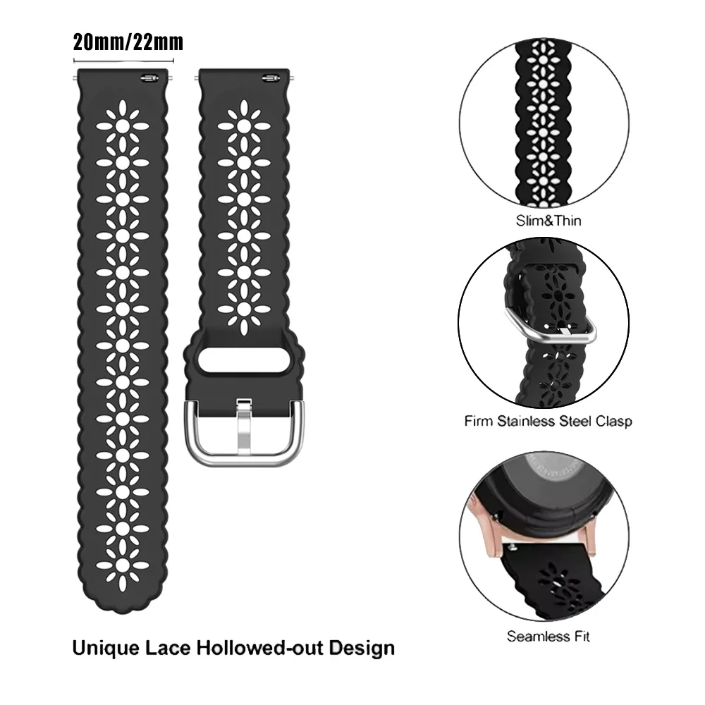Silicone Wrist Strap Bands - Versatile 20mm/22mm