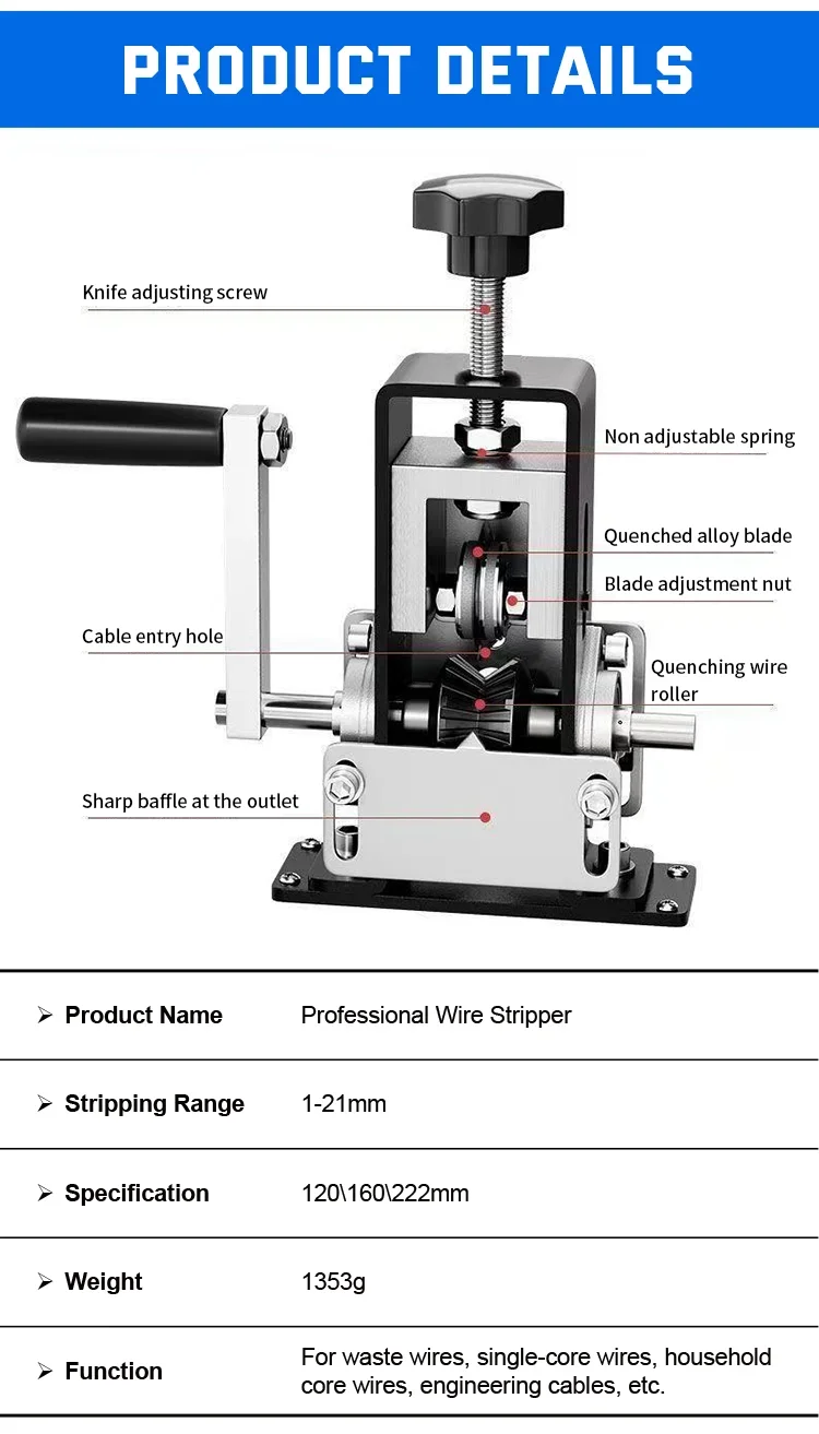 New 1-25mm Manual Wire Stripper Machine Scrap Copper Wire Stripping Machine Dril