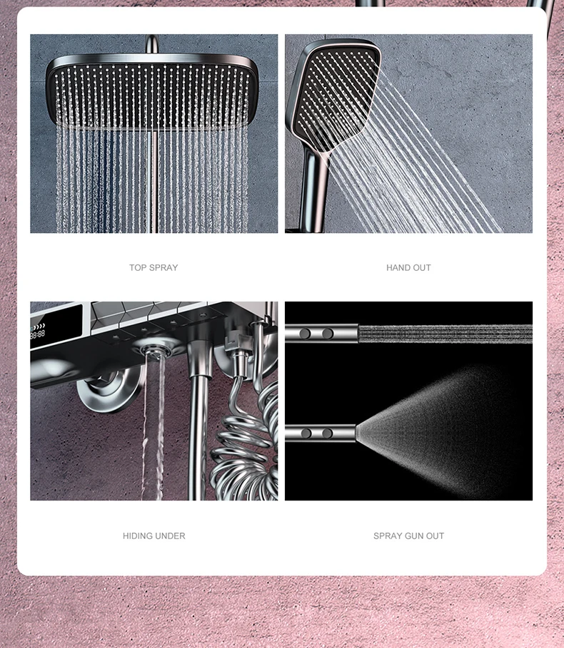 Description Picture 5 of itemHot Cold Mixer Shower Set Bathroom LED Digital Shower System Bathtub Wall Mount SPA Rainfall Round Tube Faucet Luxury Torneiras