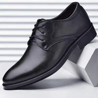 Men's Leather Shoes Casual Formal Wedding Work Shoes Breathable Soft Bottom British Style Autumn Versatile Slip-On Shoes