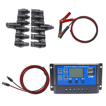 60A/50A/40A/30A/20A/10A Solar Charger Regulator 12V 24V PWM  Controller with Cables 1