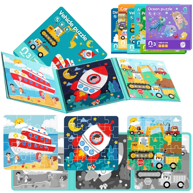 6 Types Children's Intelligent Magnetic Book Magnetic Puzzle Toys Character  Animal Traffic Educational Gift for Kids Boys Girls - AliExpress