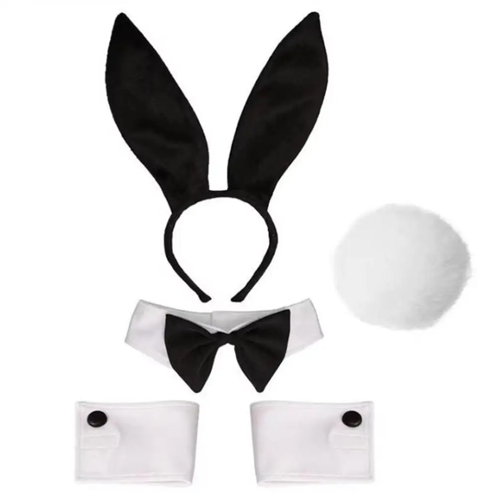 Plush Grey Rabbit Ear Headband with Earrings - Cosplay & Dress-Up Accessory