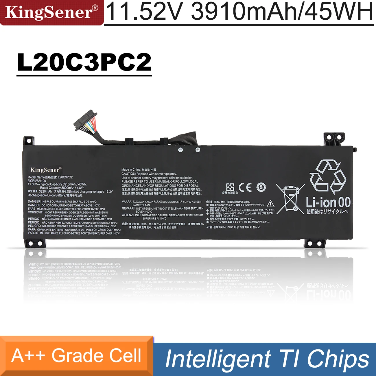 Bateria do Portátil de Kingsener L20m3pc2 L20c3pc2 para Lenovo Ideapad Jogos 15ach6 15ihu6 82k1 82k2 L20l3pc2 L20d3pc2 11.52v 45wh