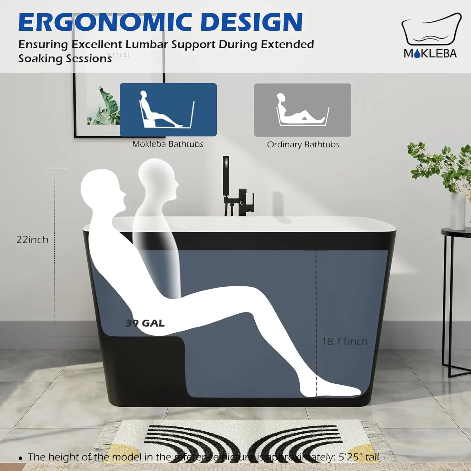 47" Lucite Acrylic Freestanding Bathtub Square Shape Janpanese Soaking Tub with Seat Desgin Toe tap Chrome Right Drain Slotted