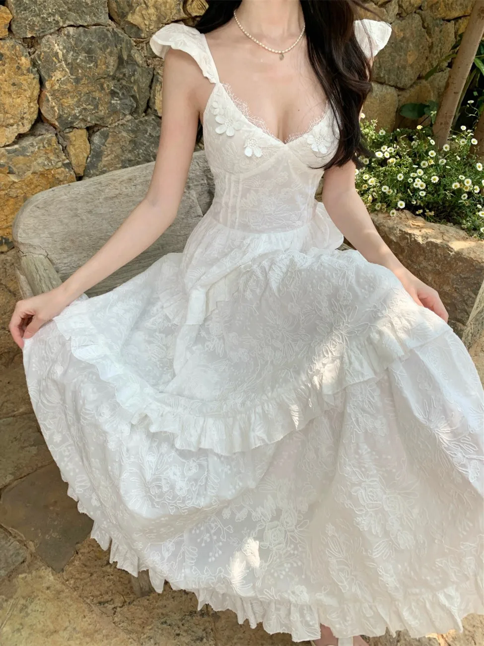 Vestido Midi Vestido Blanco Vestidos Lino Mujer Amazon Ummer