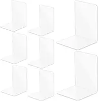 8pcs Acrylic Bookends Non-Skid Book End Clear Book Holder for School Library and Desktop Organizer Book Ends for Book Shelves 1