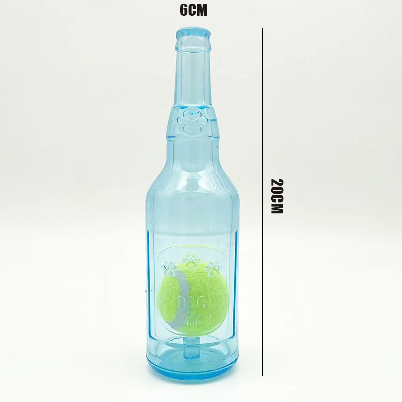 Dog Chew Toy Bite-resistance Beer Bottle with Tennis Ball Toy Pet Puppy Teeth Grinding Dog Chewing Squeaky Interactive Toys 6
