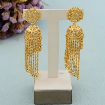 Bohemian Tassel Earrings Jewelry for Women Gold Color Italian Lady Design Drop Earrings Dubai Large Jewellery Aesthetic Gifts