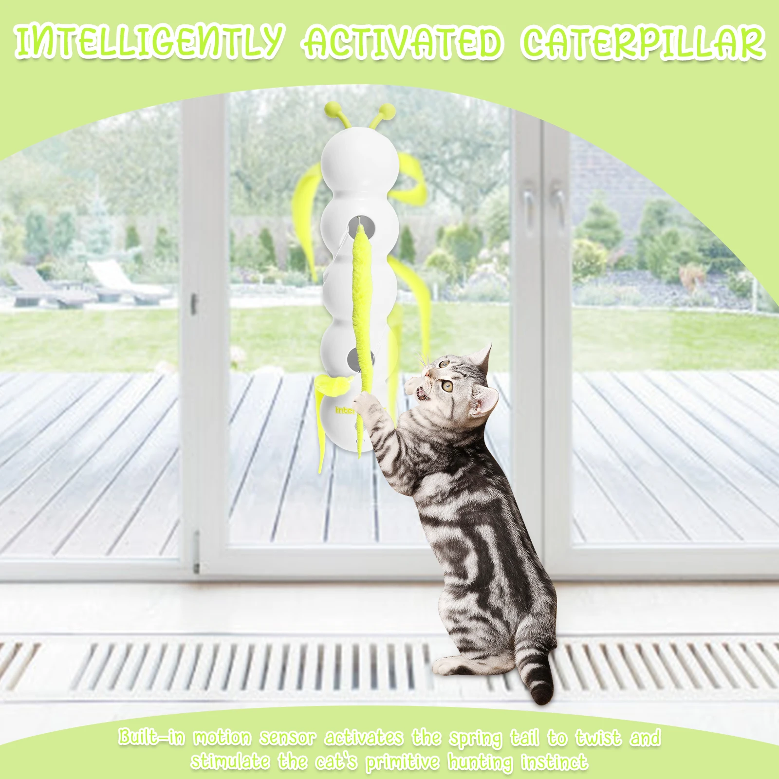Interactive Cat Toy Rechargeable Caterpillar Teasing Cat Stick Toy with Suction Cup Bite Resistant Smart Cat Toy Pet Supplies