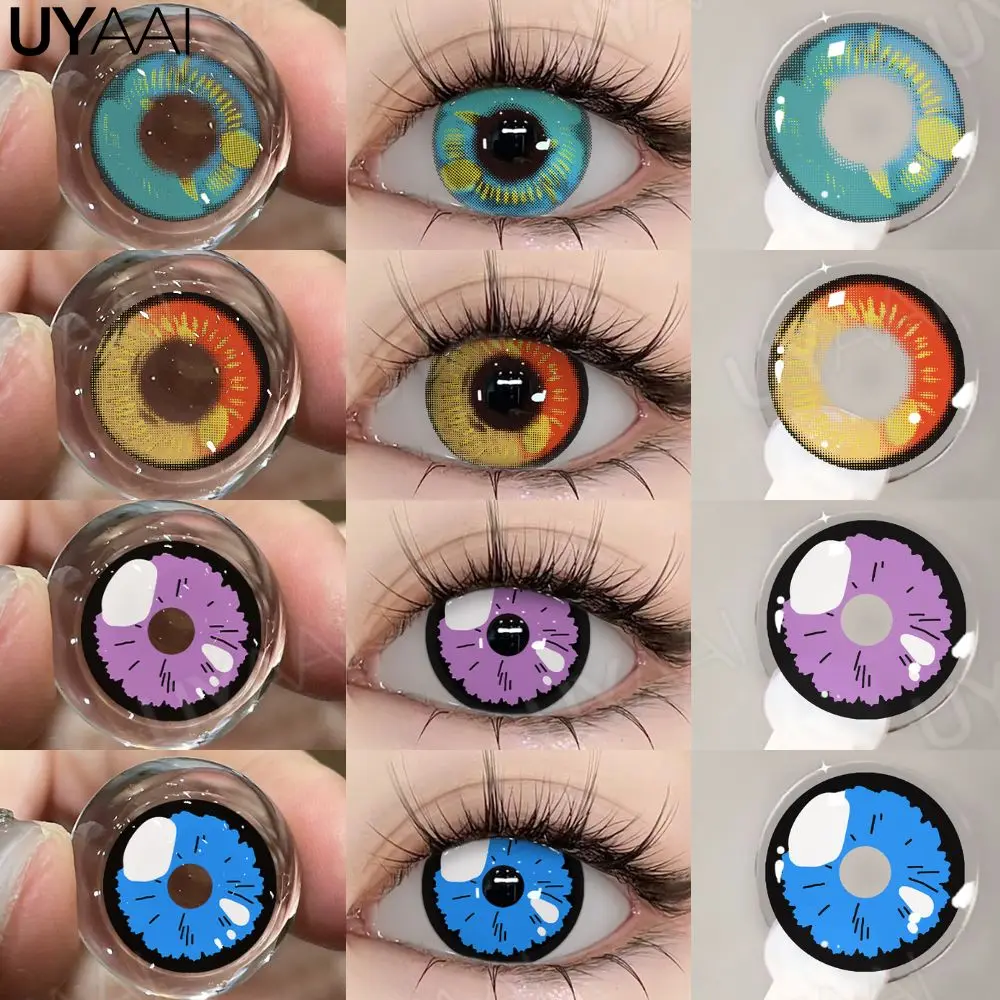 Vibrant Halloween Anime Cosplay Eye Lenses Set - 2 Pcs, Multicolor