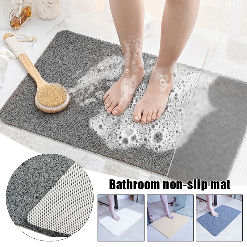 ShowerRugAntiSlipLoofahBathroomBathMatCarpetWaterDrains