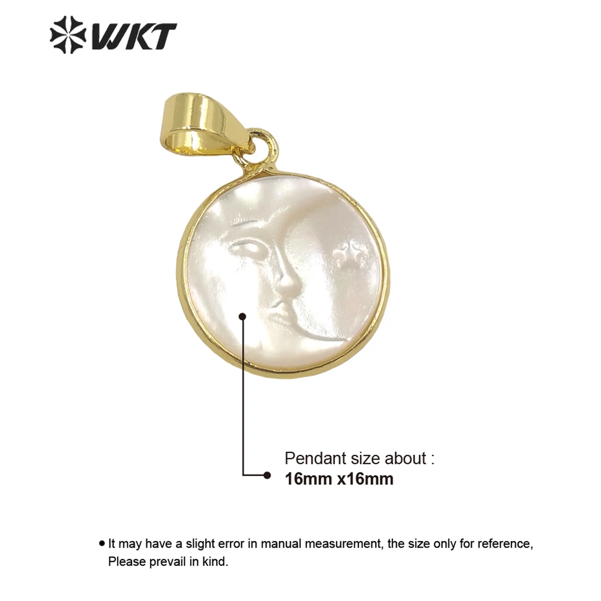 WT-JP299 WKT Party Natural Shell Pendant Moon Shape Face Star Tricolor Shell Pendant Ladies Necklace Earring Making Gift