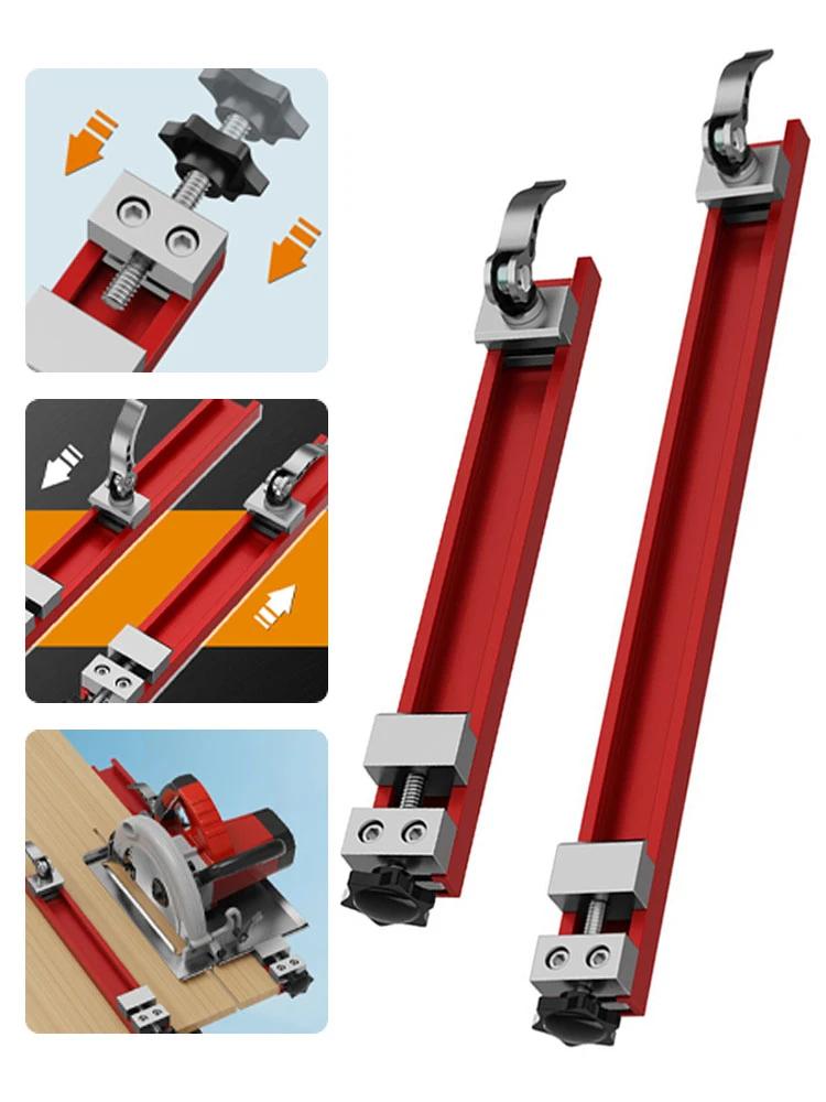 Adjustable Cutting Machine Base Guide Rail 240mm 360mm ABS Circular Saw GuidePositioning Clamp 2-Way Reverse Buckle Woodworking