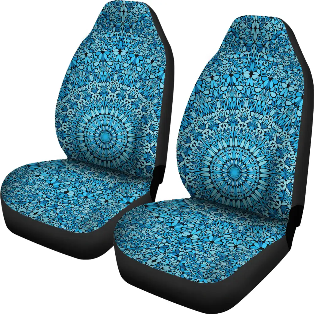Coprisedili Auto Anteriori Bulopur In Stile Bohémien - Motivo Mandala Verde - Universali, Traspiranti, Con Ganci In Acciaio - Accessori Per Donna