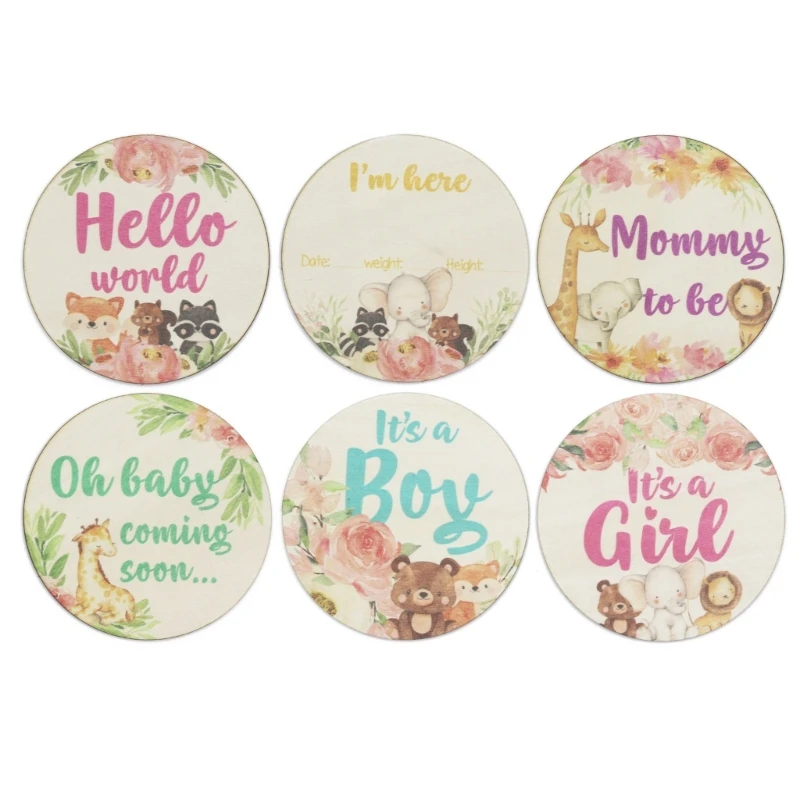 

6-piece Baby Monthly Milestone Cards Discs Newborn Photography Props