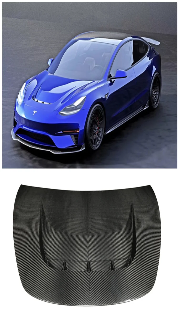 

High Quality Real Carbon Fiber Front Bumper Engine Hood Vent Cover Fits For Tesla MODEL 3 2017 2018 2019 2020 2021 2022