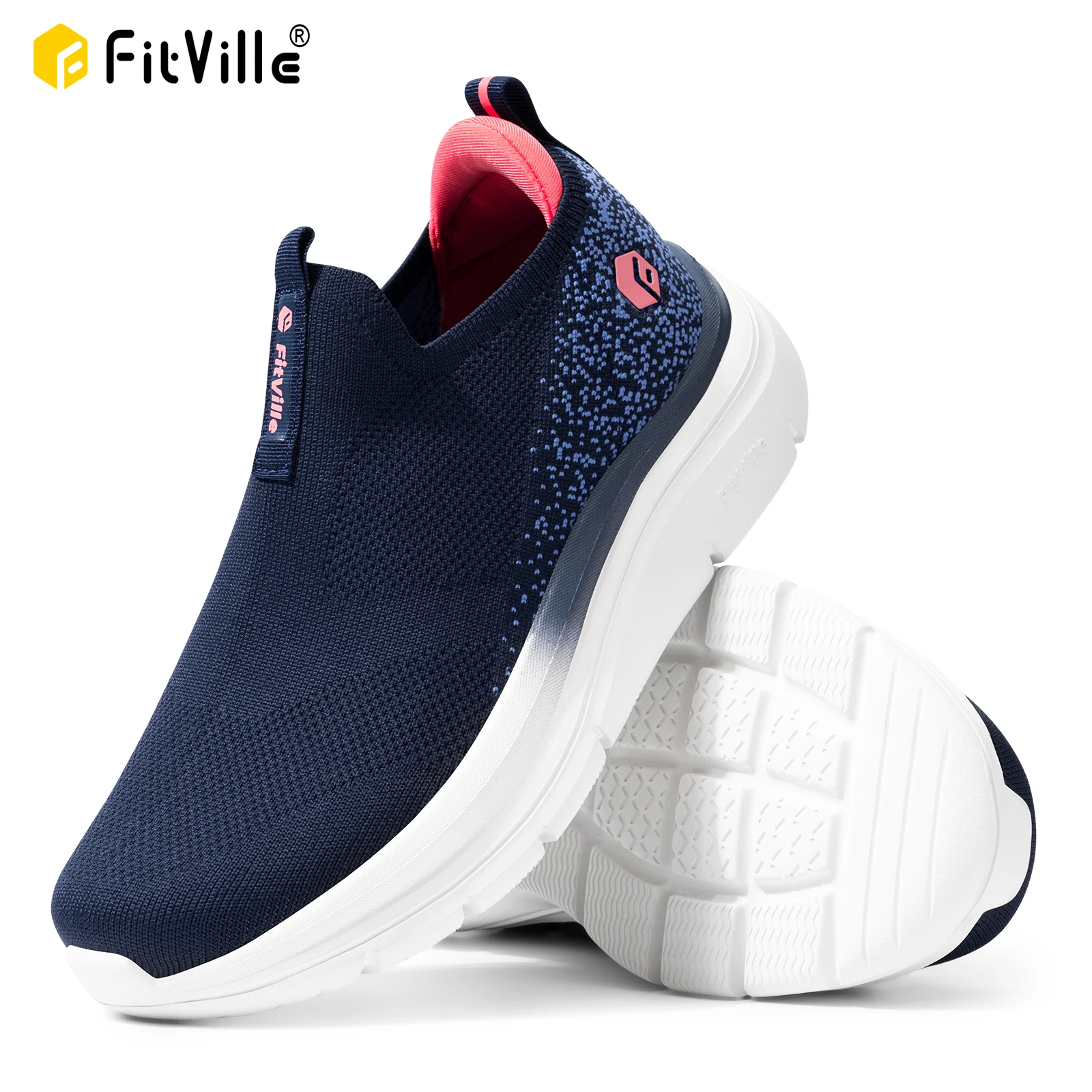 

FitVille Women's Shoes Slip-on Walking Shoes Thick Sole Lightweight Breathable for Swollen Feet Flat Feet Arch Fit Heel