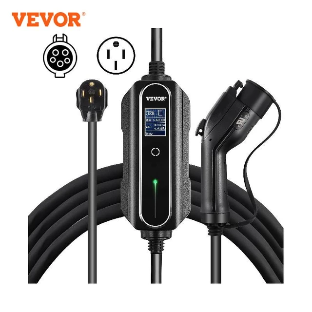 VEVOR Chargeur EV Portable 3 kW Chargeur Voiture Électrique 250 V Câble Recharge  Type 2 Commutable