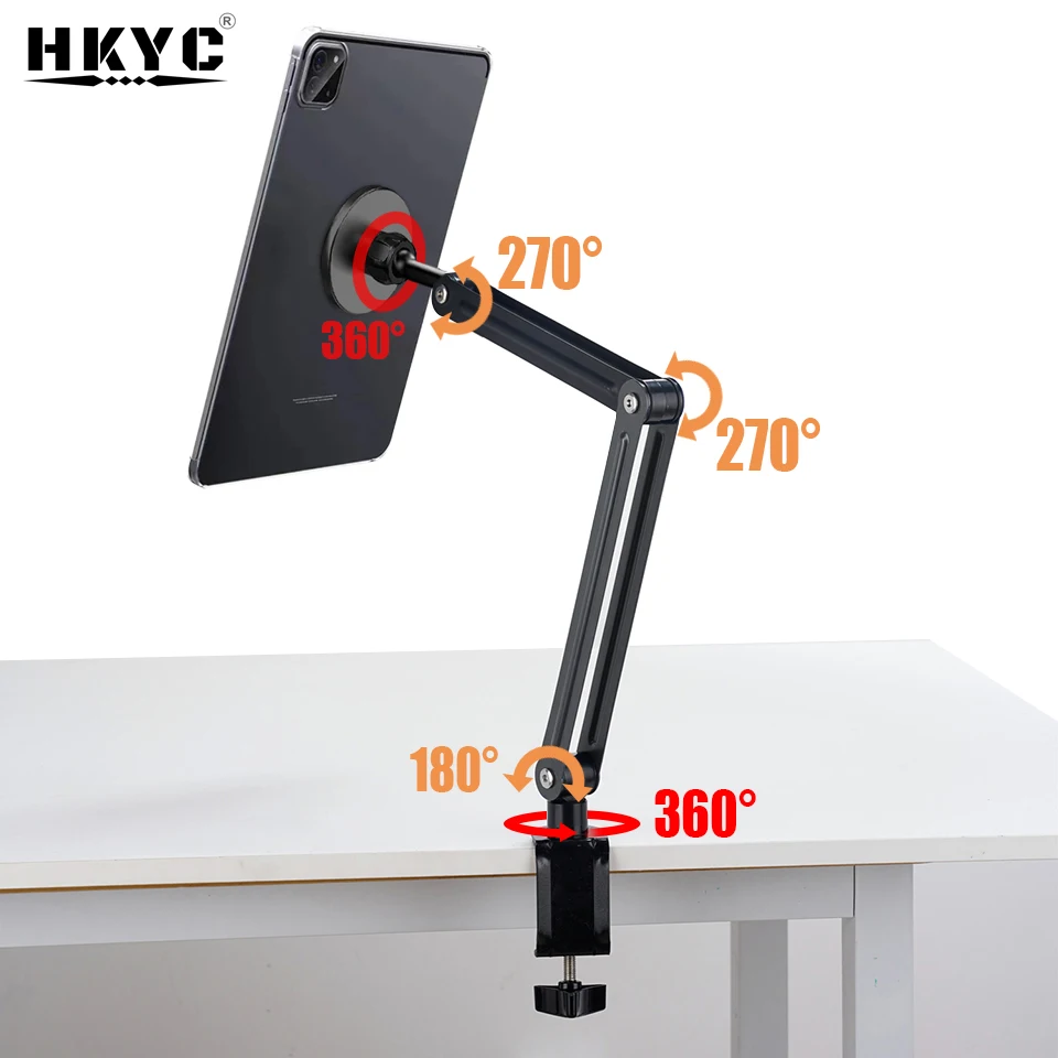 Foldable Flexible Tablet Stand Holder For Desk, 360° Adjustable IPad Arm Mount, Portable Monitor Stand, Compatible Phone Holder - 7
