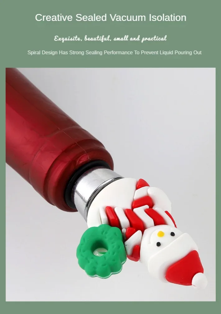Wine Corks Christmas Series Santa Claus Wine Bottle Stopper Party Gift Christmas Bar Decor Sealed Fresh-keeping Wine Champagne Stopper