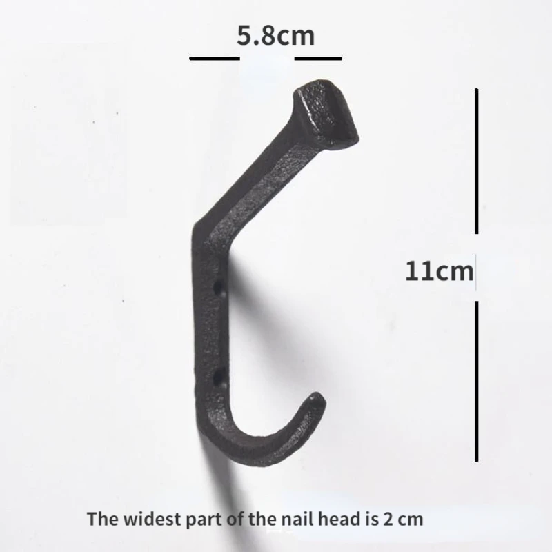 Rust Cast Iron Wall Hook for Coats and Hats