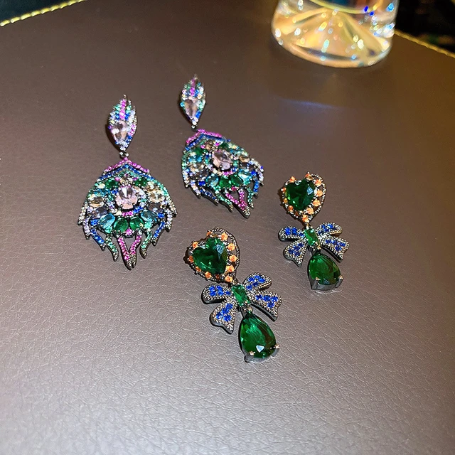 Exaggerated Vintage Baroque Geometric Drop Earrings for Women Luxury CZ  Zircon Dangle Earrings Banquet Jewelry Accessories - AliExpress