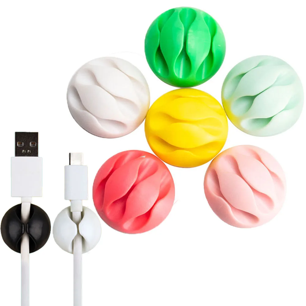 

3Pcs 5 Clips Silicone USB Cable Organizer Winder Desktop Tidy Management Clips Cable Holder for Mouse Headphone Wire Organizer