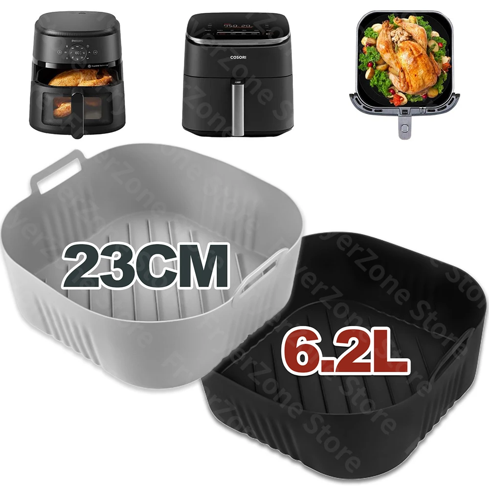 YINGRACE 22 cm siliconen vorm voor heteluchtfriteuse, 2 stuks airfryer YINGRACE 22 cm siliconen vorm voor heteluchtfriteuse, 2 stuks airfryer