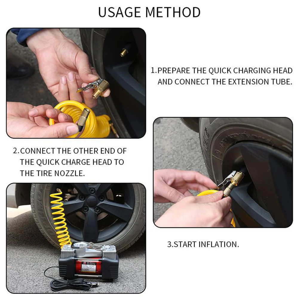 

Durable Lightweight Practical Replacement Tyre Valve Inflation Clip-on 2pc Copper Quick Release Valve Connector