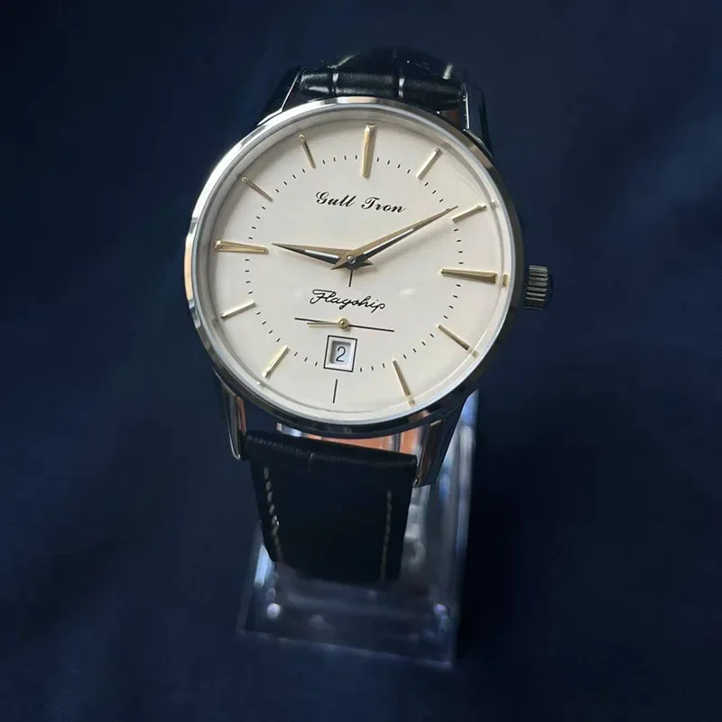 

38mm Vintage Men's Mechanical Watch Tianjin ST17 Automatic Movement Calendar Luminous Waterproof Sapphire Business Wristwatch