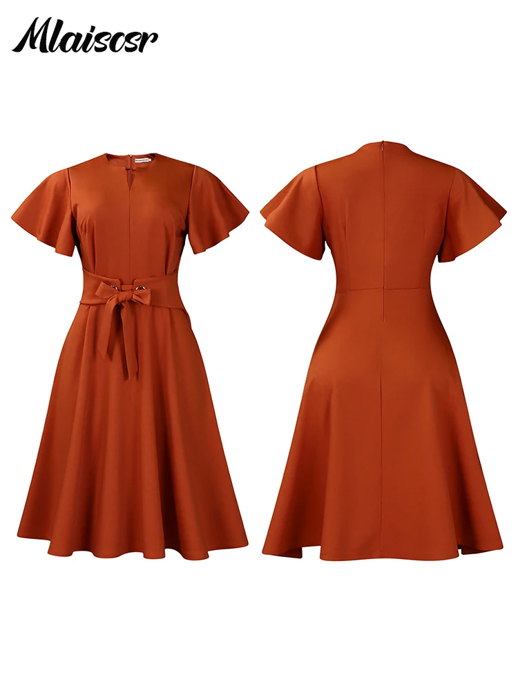 Mlaiscsr فساتين متوسطة الحجم للسيدات برقبة على شكل...