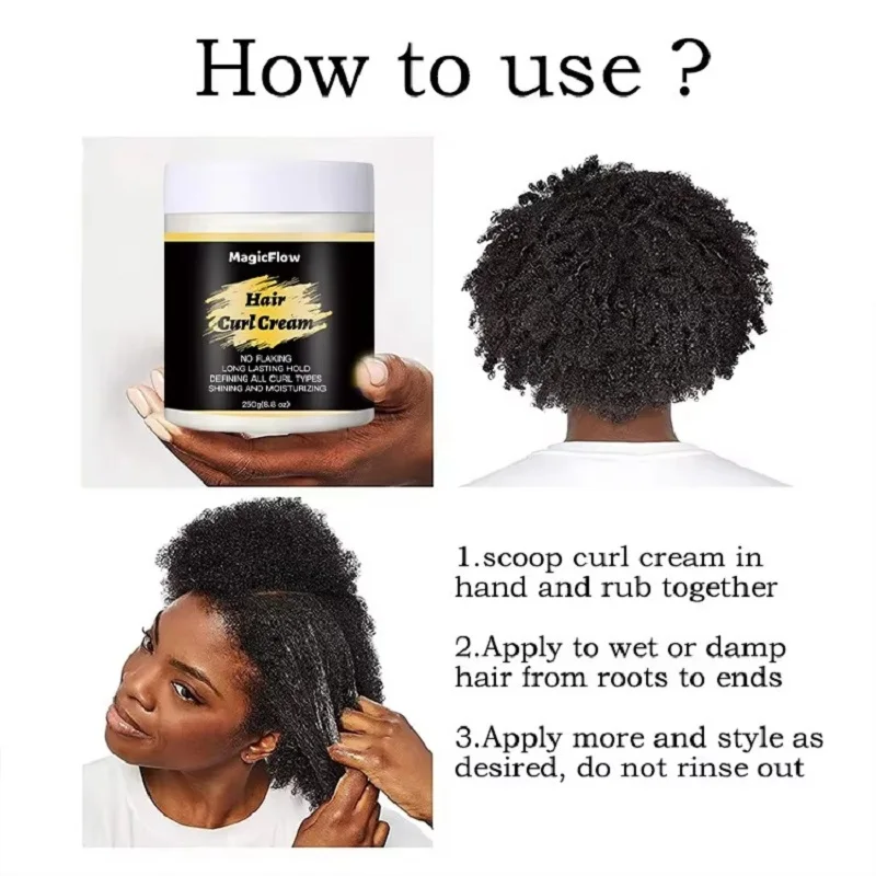 Anti Frizz Coconut Hair Curling Cream Enhancers Cream For African Curly Hair and All Wavy Curly Type 250g(8.8 oz)