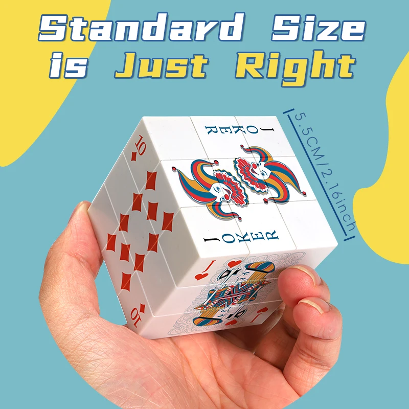 포커 큐브 3x3 V2, 데스크탑 스포츠 큐브 - 3층 챌린지 퍼즐, UV 인쇄된 플레잉 카드, 성인에게 적합