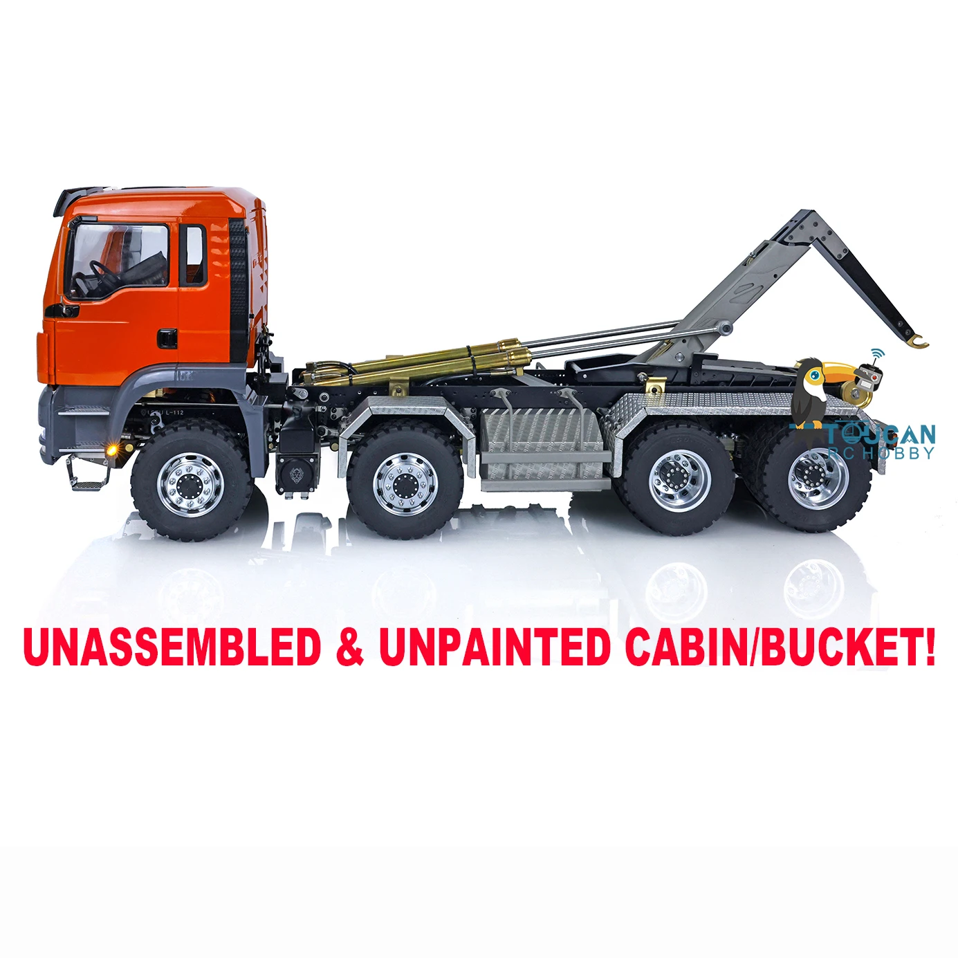 8*8 LESU 1/14 RC Hydraulic Dumper Truck Roll On/Off Truck Unpainted Cabin Remote Control Tipper Tamiyaya Model Building RC Toys 4