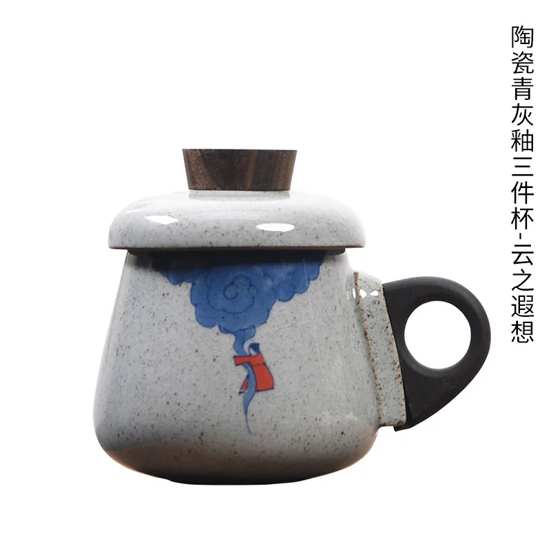 도자기 손으로 그린 찻잔 Jingdezhen 사무실 차와 물 분리 열 절연베이스 컵 히터
