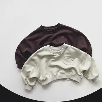 2025 Autumn New Children Long Sleeve Sweatshirt Fashion Girl Short Hoodie Kids Casual Tops Cotton Baby Toddler Clothes 1-6year