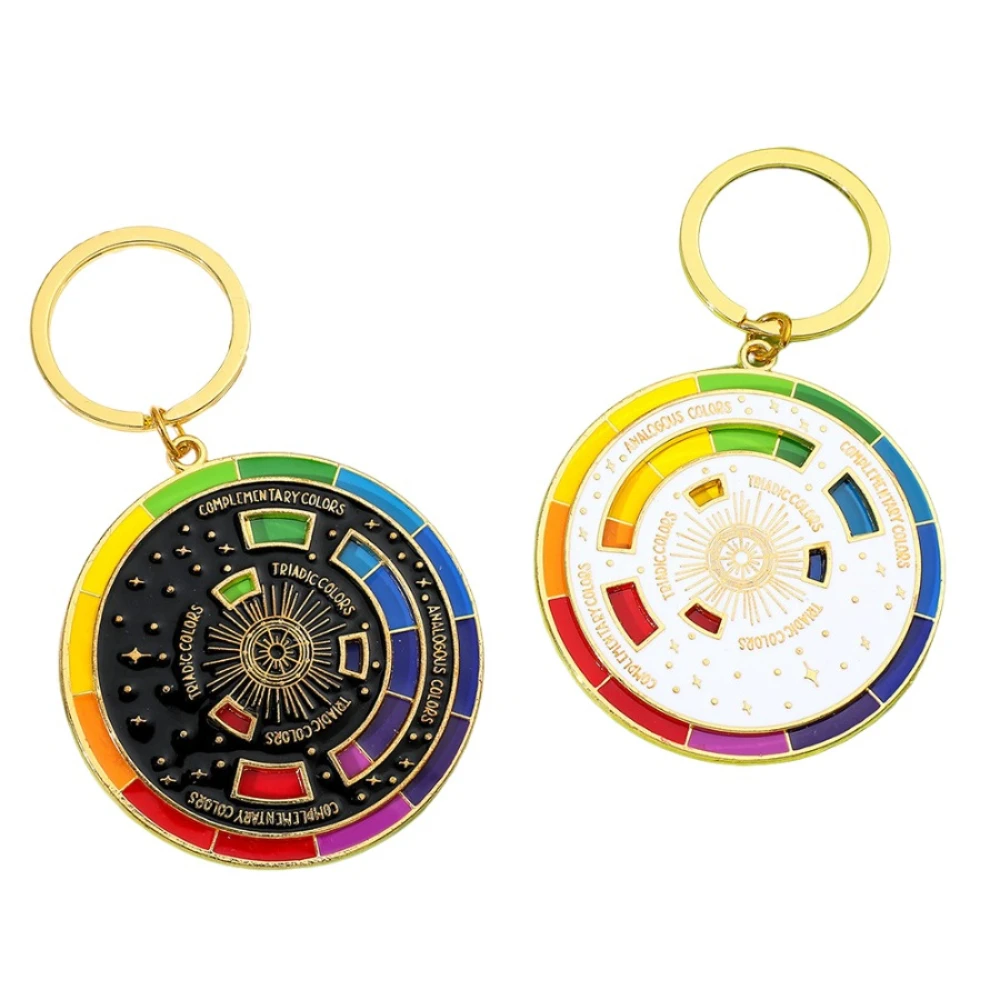 Art Rotatable Color Wheel Keychain Creative Toy Schoolbag Pendant Solve Your Decision-making Problems Key Chain Gift for Friends