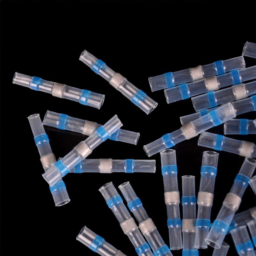 10pcs 100% and high quality 16-14AWG Waterproof Solder Sleeve Heat Shrink Butt Wire Splice Connector Blue