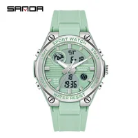 Hot Sale Sanda 6067 Fashion Relogio For Teenagers Girls TPU Strap Waterproof Digital Analog Display Alarm Mode Women Watch 1
