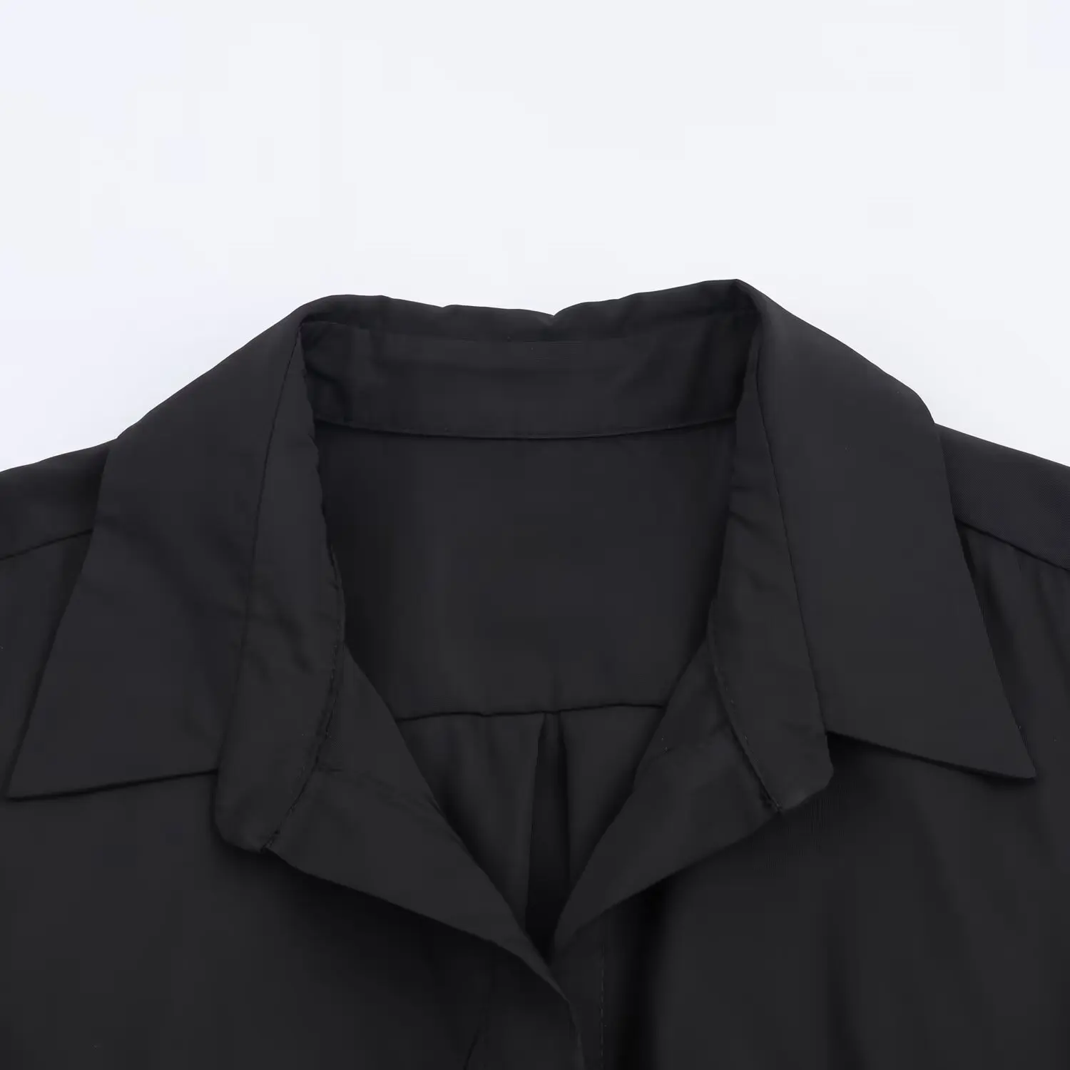 Women's lace-up Elegant Black Long Shirt-Dress Female Turn-Down Collar Single Breasted Long Sleeve Commuter Casual Midi Dress