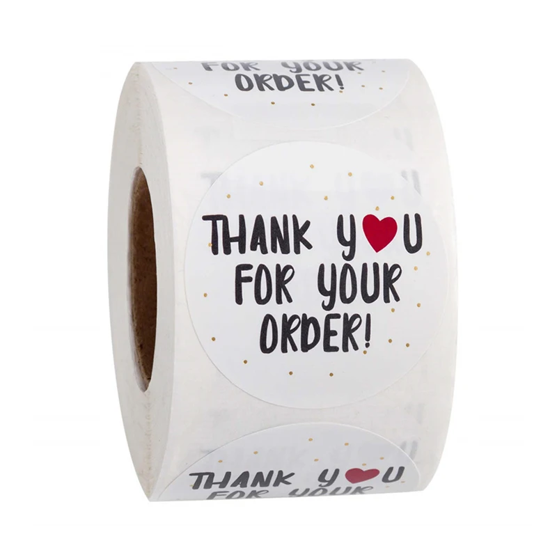 50-500pcs Round Thank You For Your Order Sticker White Labels Sticker ...