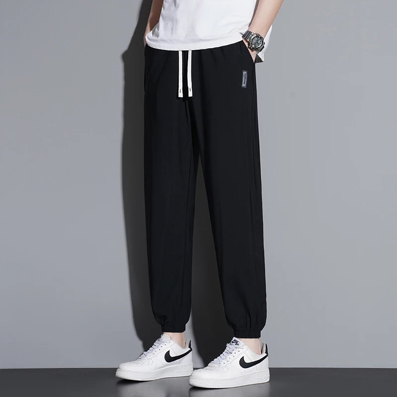 Men Pants Ice Silk Tall Size Summer Sport Sweatpant Jogger Trouser Male Extra Long Leg Length 190 Cm 107 115 Lengthed Teenager