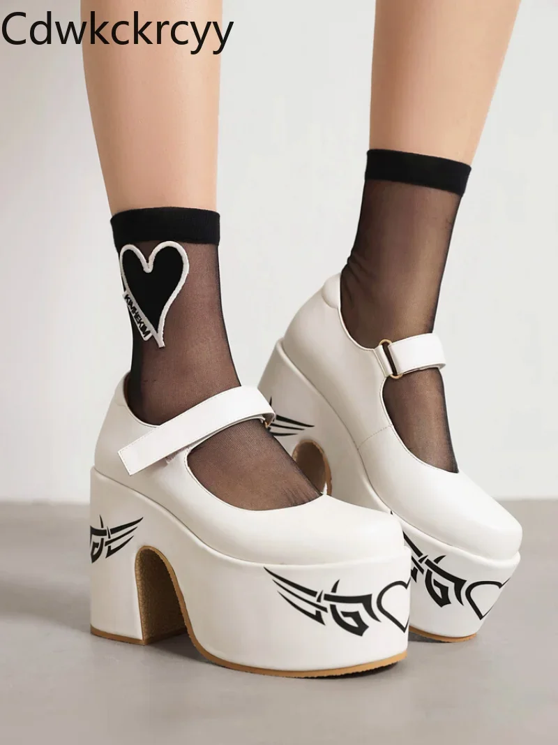 

Туфли женские с круглым носком, высокий каблук, повседневная обувь, толстая базовая обувь, Мэри Джейн, весна-осень