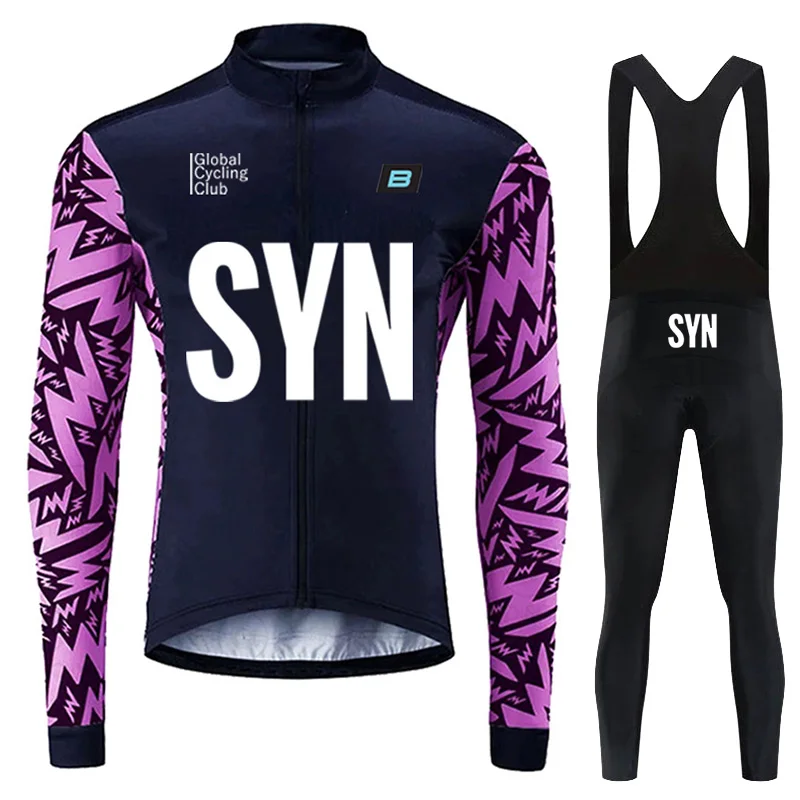 SYN BIEHLER-Long Sleeve Cycling Jersey Set, Road Bike Uniform, Bicycle Clothing, MTB Clothing, Autumn 2